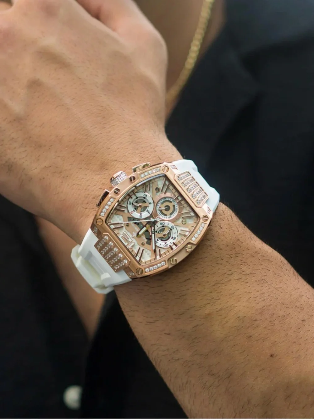 NEW Ralph Christian Intrepid Sport Ice Watch Gilded White